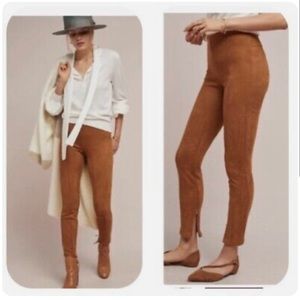 Anthropologie cedar faux suede zip leggings